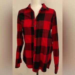 Old Navy Buffalo Plaid Flannel Classic Shirt Long Sleeve Button Down Size M Tall
